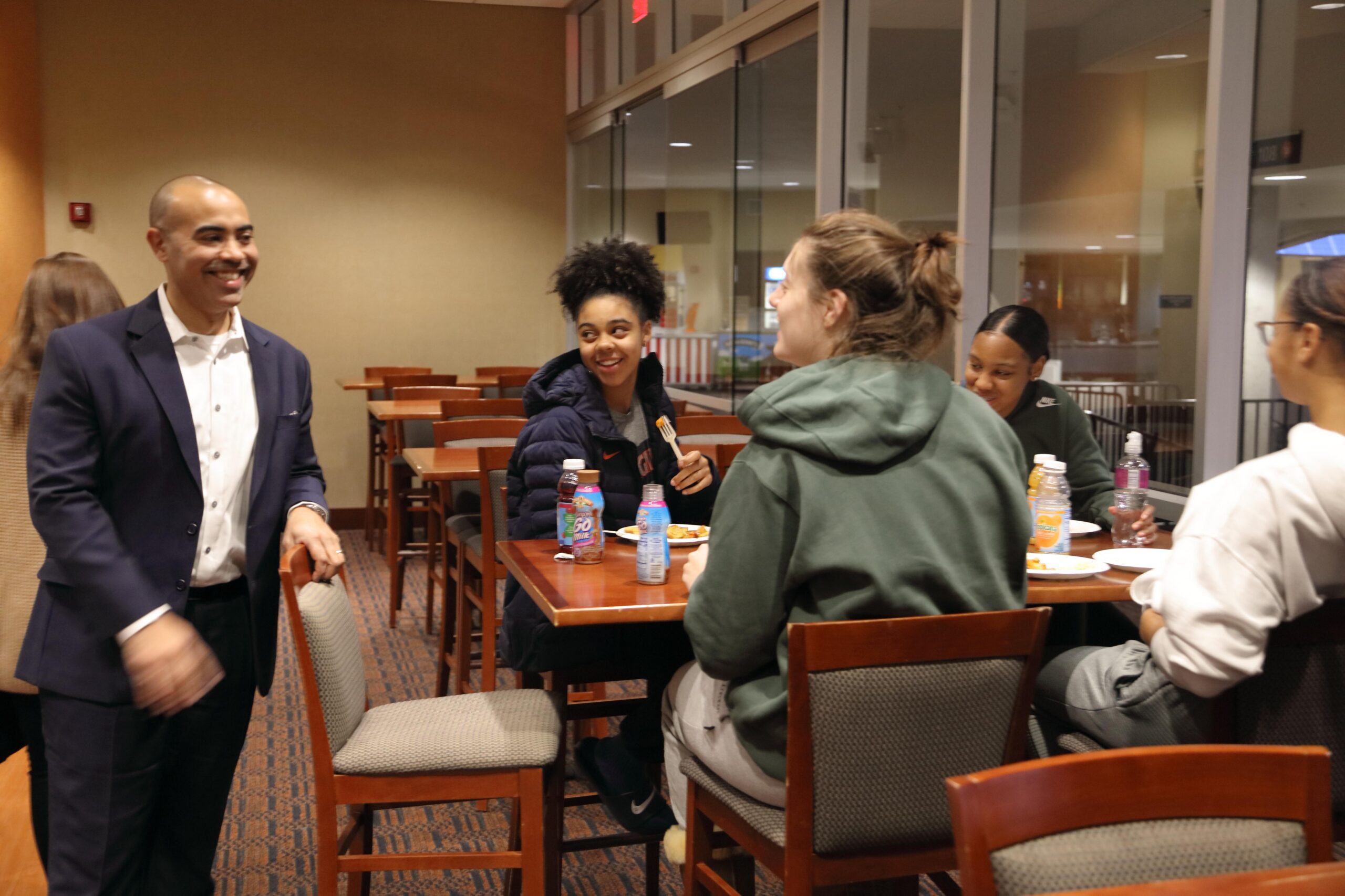 Dean Solomon coaches the women's basketball team.