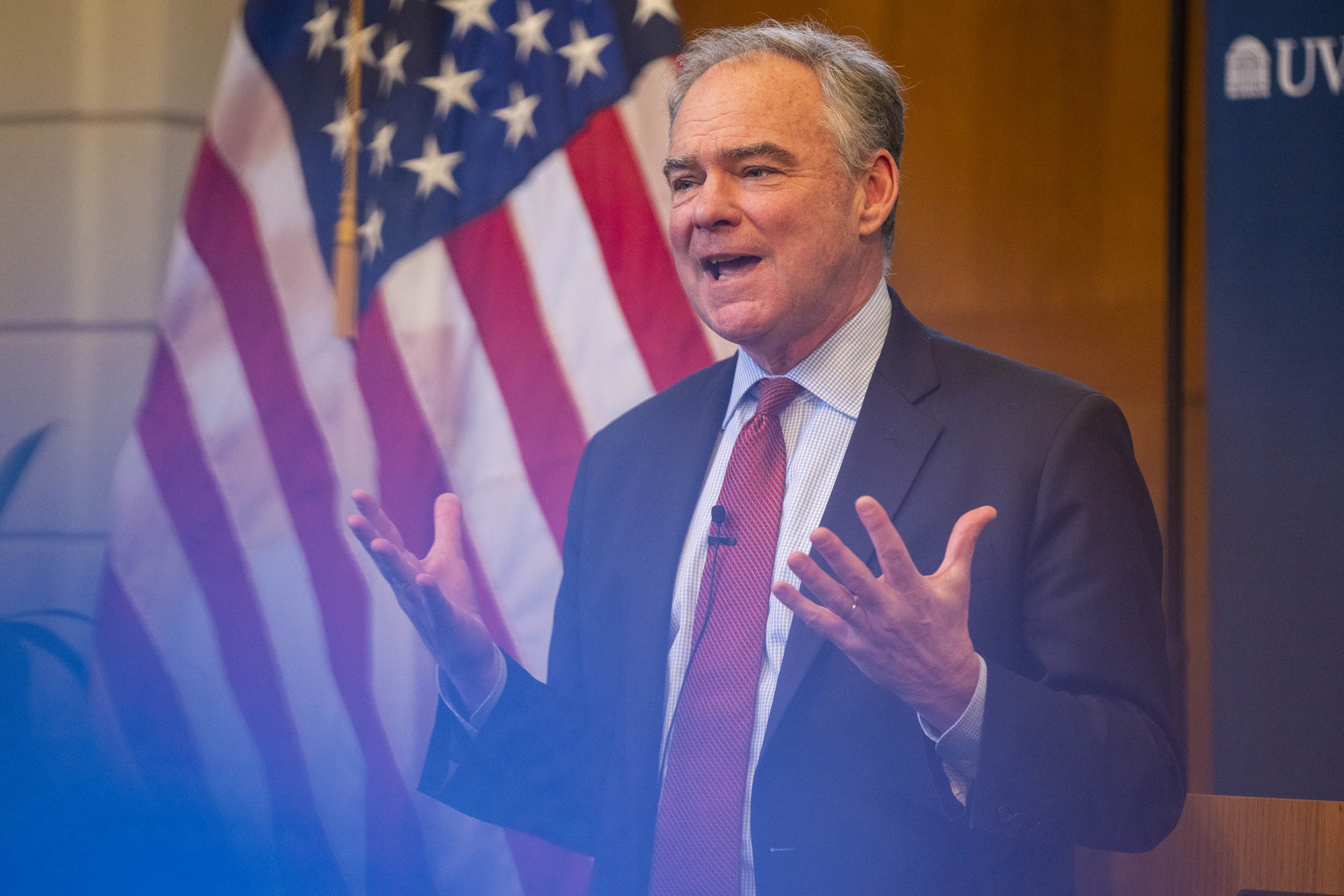 Sen. Tim Kaine Discusses War Powers Legislation With UVA Students