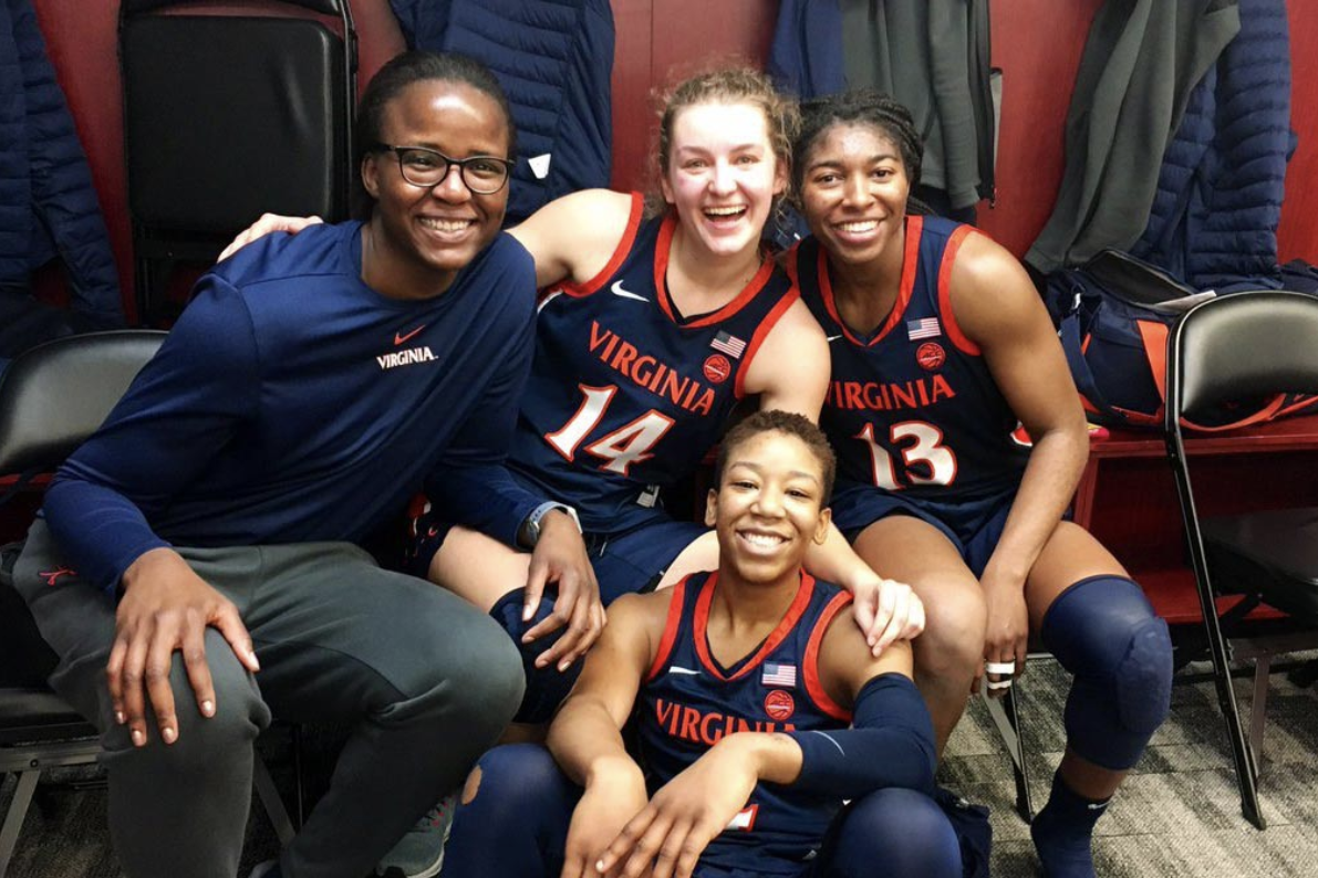 Willoughby, right, with classmates Felicia Aiyeotan, Lisa Jablonowski and Dominique Toussaint. (Photo courtesy UVA Athletics)