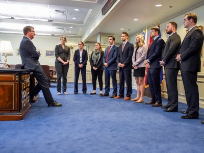 Batten Students Brief U.S. Secretary of Defense at Pentagon Event