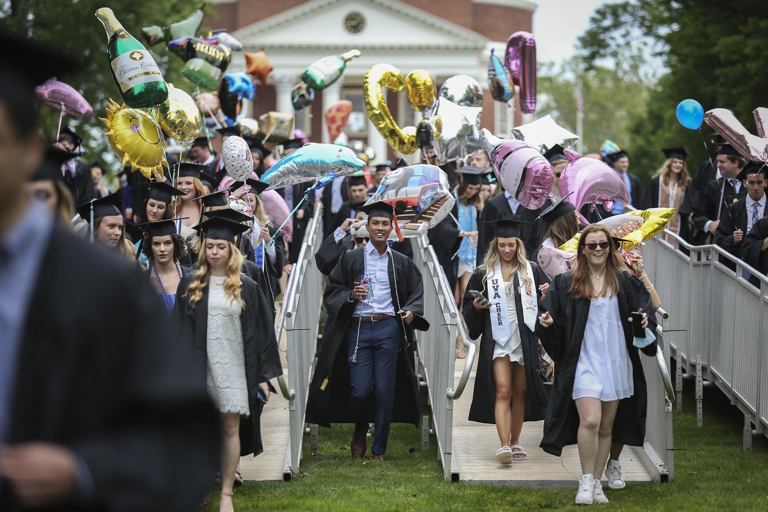 Before heading to Scott Stadium, members of the Class of 2020 processed the Lawn, as is tradition at UVA. (Photo by Erin Edgerton)