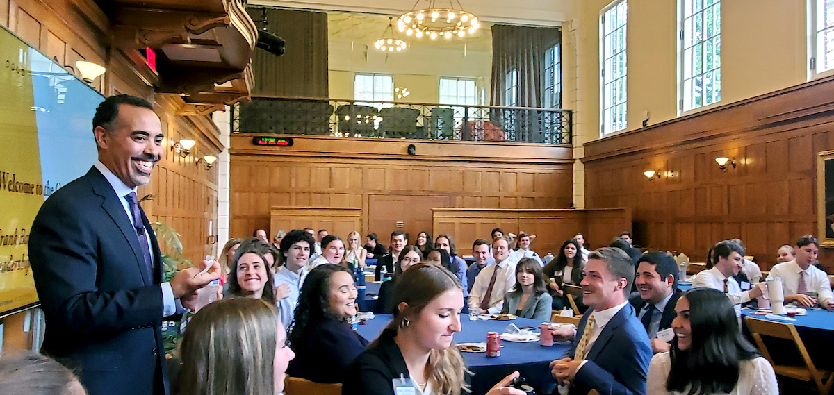 Dean Solomon with students