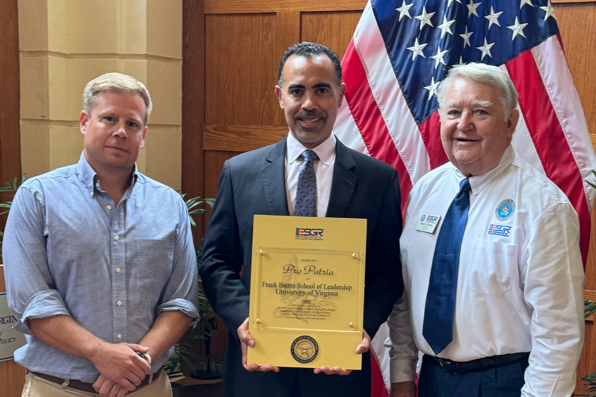 UVA Batten Receives Pro Patria Award from Employer Support of the Guard and Reserve