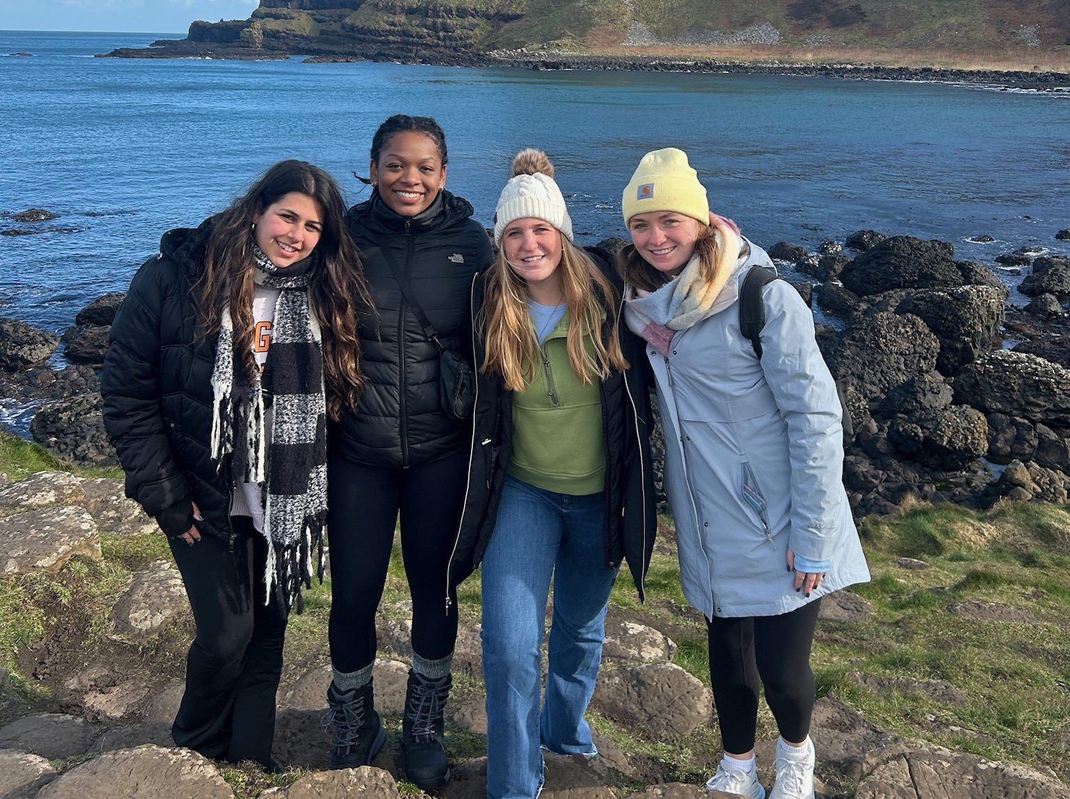students on study abroad in Ireland on coastline