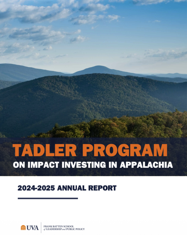 Tadler Program 2024-2025 annual report cover which pictures the mountains of Appalachia